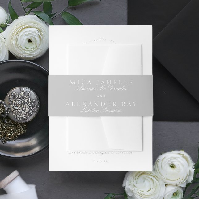 Cintas Para Invitaciones Boda formal de caligrafía clásica gris claro (Subido por el creador)