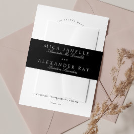 Cintas Para Invitaciones Boda formal de caligrafía clásica negra de Tuxedo