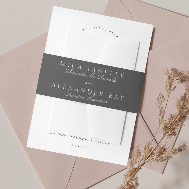 Cintas Para Invitaciones Boda formal de caligrafía elegante gris oscuro (Subido por el creador)