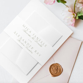 Cintas Para Invitaciones Boda formal de caligrafía verde sabio clásico