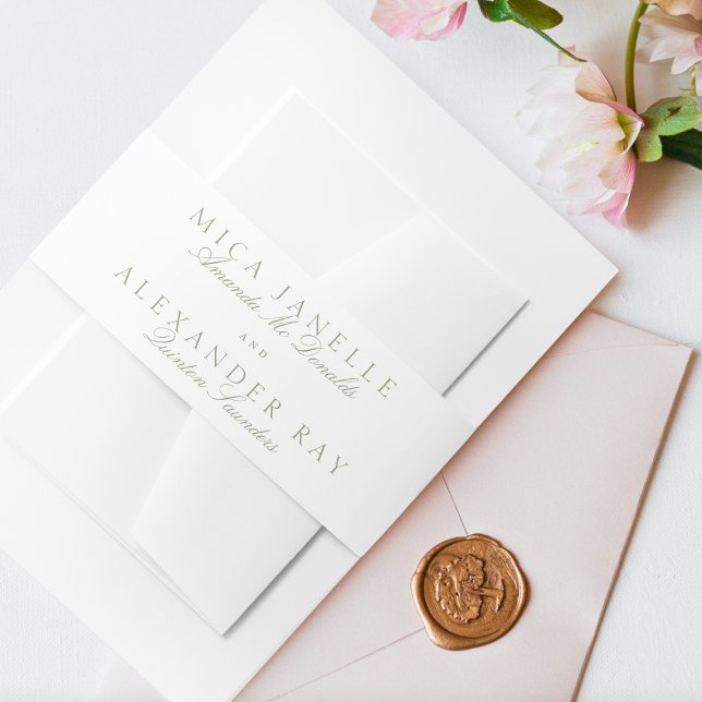 Cintas Para Invitaciones Boda formal de caligrafía verde sabio clásico (Subido por el creador)