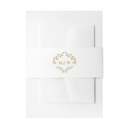 Cintas Para Invitaciones Boda formal Escudo monograma hoja simple Personali