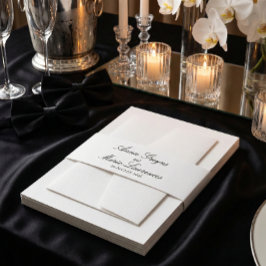 Cintas Para Invitaciones Boda Formal Minimalista con Letra Negra Personaliz