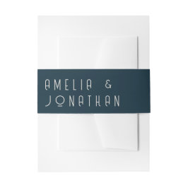 Cintas Para Invitaciones Boda Formal Minimalista Sencilla Azul Marino Mate