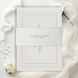 Cintas Para Invitaciones Boda Formal Moderna Clásica Ecru
