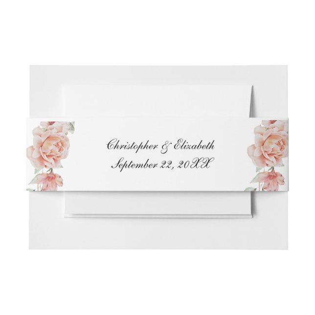 Cintas Para Invitaciones Boda formal Peach Floral Classic (Anverso Ejemplo)