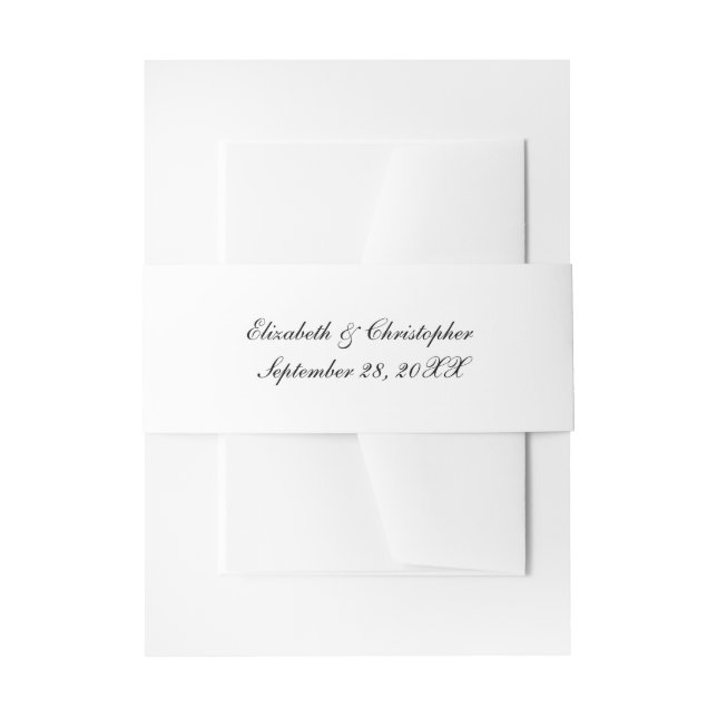 Cintas Para Invitaciones Boda Formal Tradicional Guion Blanco Negro (Anverso Ejemplo)