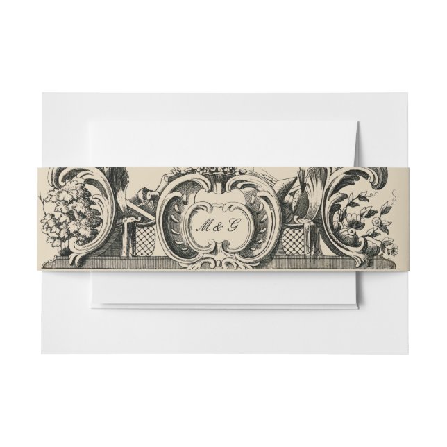 Cintas Para Invitaciones Boda francés barroco rococo vintage (Anverso Ejemplo)