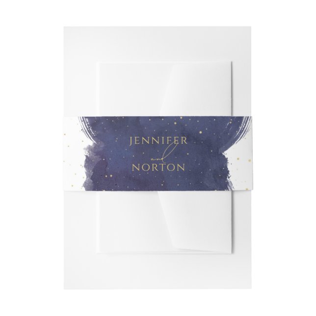 Cintas Para Invitaciones Boda Galaxy Starry Night Celestial Purple Gold (Anverso Ejemplo)