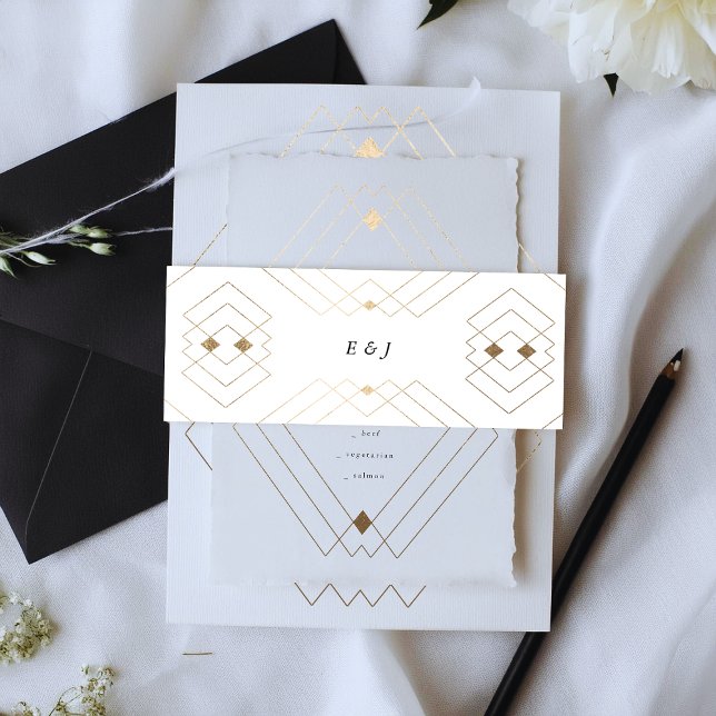Cintas Para Invitaciones Boda Gatsby de Decoro Geométrico Blanco Diamante O (Subido por el creador)