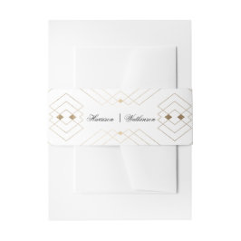 Cintas Para Invitaciones Boda Gatsby de Decoro Geométrico Blanco Diamante O