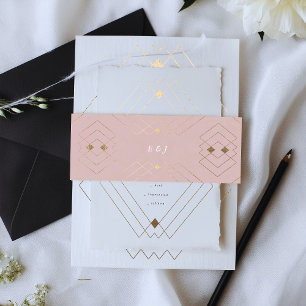 Cintas Para Invitaciones Boda Gatsby de Decoro Geométrico Dorado Diamante
