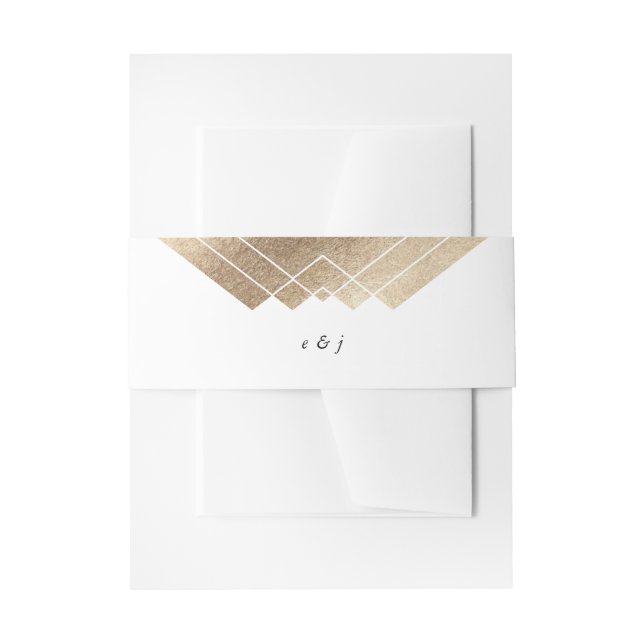Cintas Para Invitaciones Boda Gatsby de Oro Blanco Geométrico (Anverso Ejemplo)