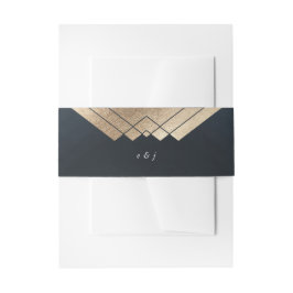 Cintas Para Invitaciones Boda Gatsby de Oro de la Marina Oscura Geométrica
