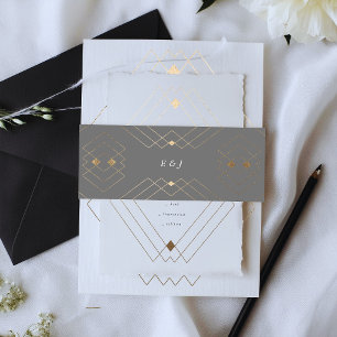 Cintas Para Invitaciones Boda Gatsby Geométrico Deco Gatsby de Diamantes de