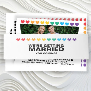 Cintas Para Invitaciones Boda Gay Arcoíris Estás Viniendo