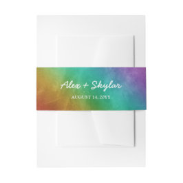 Cintas Para Invitaciones Boda Gay con Guión Casual Ombre Arcoíris