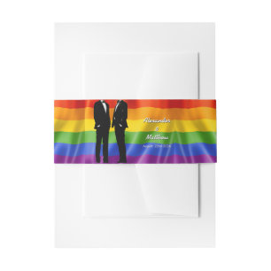 Cintas Para Invitaciones Boda Gay Moderna Elegante Arcoíris Vertical