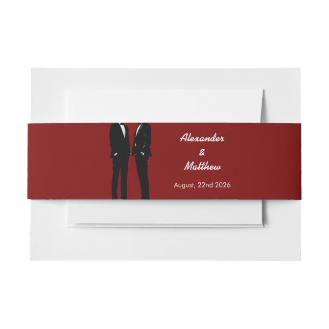 Cintas Para Invitaciones Boda Gay Moderna y Elegante de Hombres (Anverso Ejemplo)
