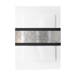 Cintas Para Invitaciones Boda Geométrica Metálica ID648 Plata/Negro