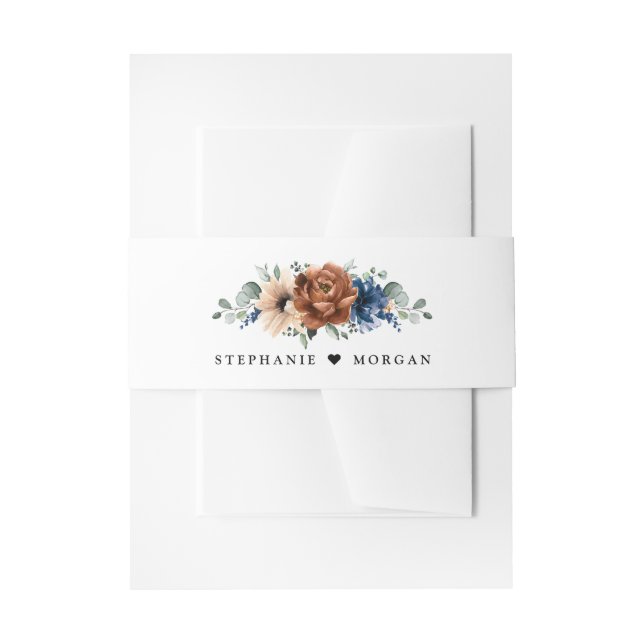 Cintas Para Invitaciones Boda geométrico de Terracotta Navy Blue Greenery (Anverso Ejemplo)