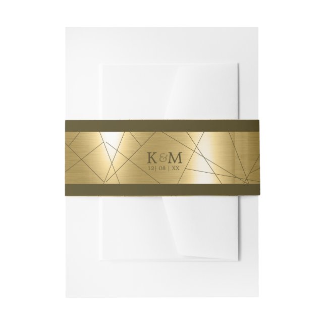 Cintas Para Invitaciones Boda geométrico metálico Gold ID648 (Anverso Ejemplo)