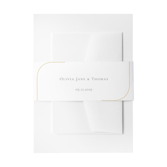 Cintas Para Invitaciones Boda Geométrico Moderno de Oro Blanco Negro con cl (Anverso Ejemplo)