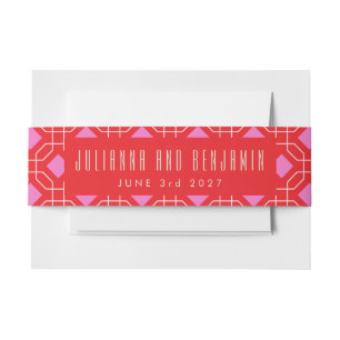 Cintas Para Invitaciones Boda Geométrico Moderno Rojo y Rosa del Siglo Medi