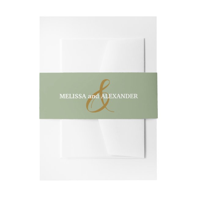 Cintas Para Invitaciones Boda Gold Ampersand Sage (Anverso Ejemplo)