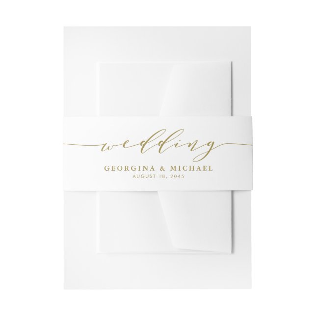 Cintas Para Invitaciones Boda Gold Minimalista Dainty Script (Anverso Ejemplo)