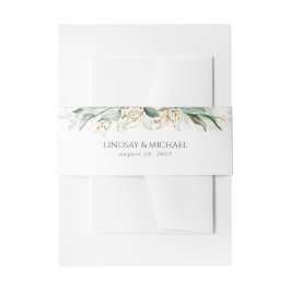 Cintas Para Invitaciones Boda Golden Greenery