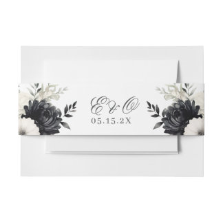 Cintas Para Invitaciones Boda Gótica Oscura Boho Negra y Blanca