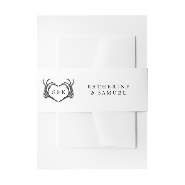 Cintas Para Invitaciones Boda Gótico Romántico Skeleton Hand Halloween (Anverso Ejemplo)