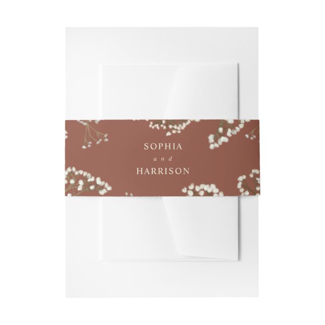 Cintas Para Invitaciones Boda Gypsophila Terracotta (Anverso Ejemplo)