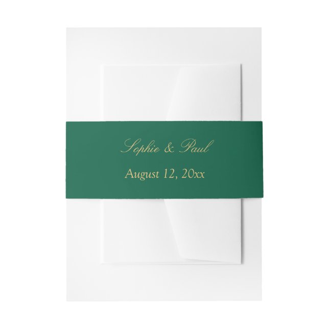 Cintas Para Invitaciones Boda Hunter Green Golden Beige (Anverso Ejemplo)