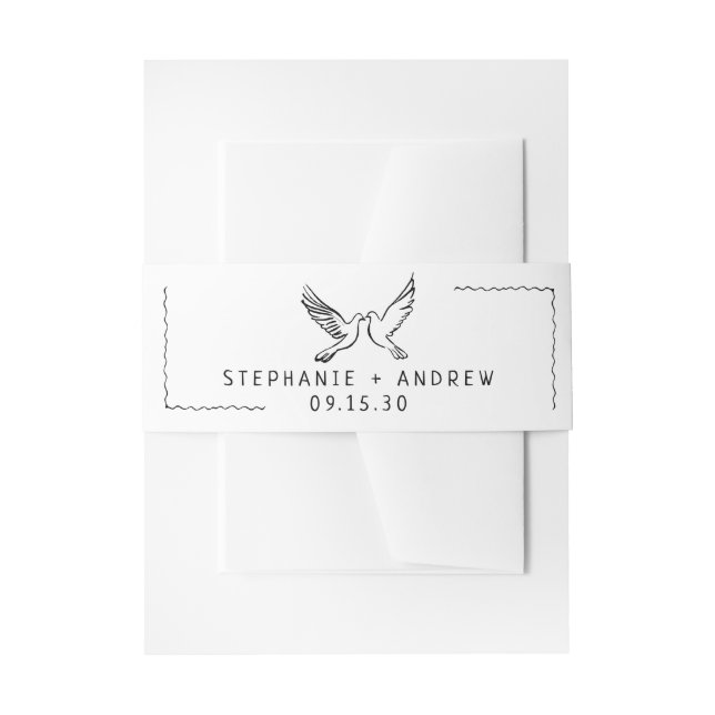 Cintas Para Invitaciones Boda ilustrado caprichoso (Anverso Ejemplo)