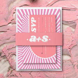 Cintas Para Invitaciones Boda inspirado en las iniciales rosas retro groovy