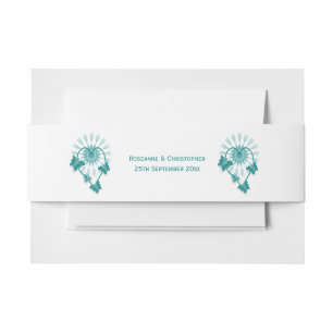 Cintas Para Invitaciones Boda Invitación Belly Banda Mariposas Verde azulad