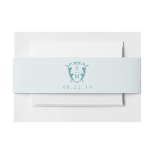 Cintas Para Invitaciones Boda Invitación Belly Bandas Monograma Turquesa