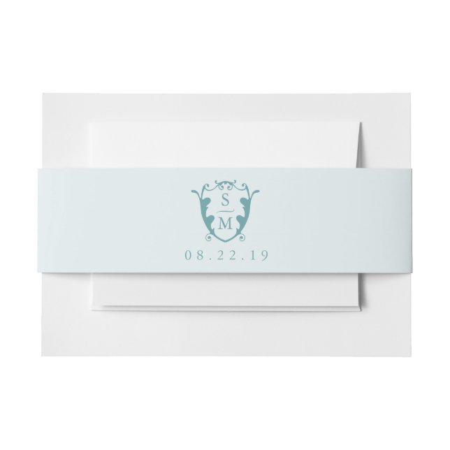 Cintas Para Invitaciones Boda Invitación Belly Bandas Monograma Turquesa (Anverso Ejemplo)