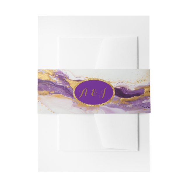 Cintas Para Invitaciones Boda lujoso Ametist Purple & Gold (Anverso Ejemplo)
