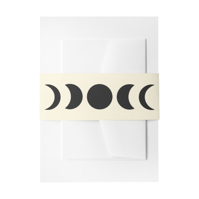 Cintas Para Invitaciones Boda Lunar Luxe Black & Cream Moon Phase (Anverso Ejemplo)