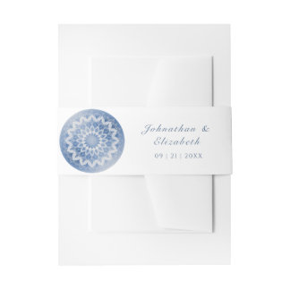 Cintas Para Invitaciones Boda Mandala de Encaje Azul