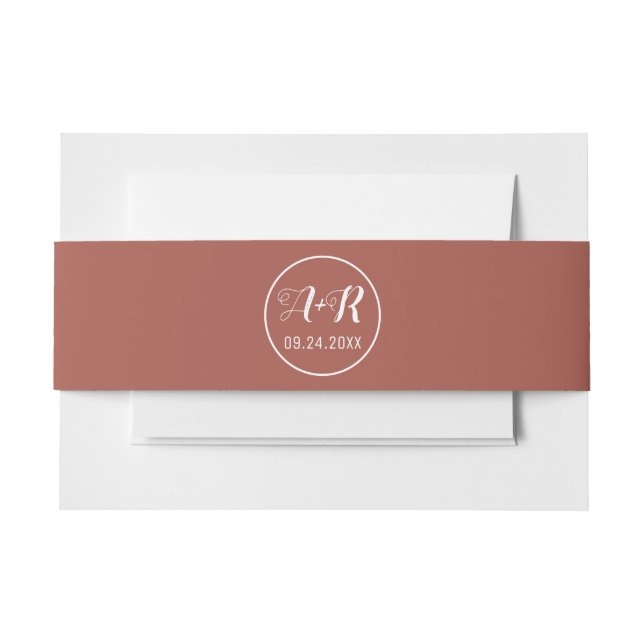 Cintas Para Invitaciones Boda marrón de terracota elegante (Anverso Ejemplo)