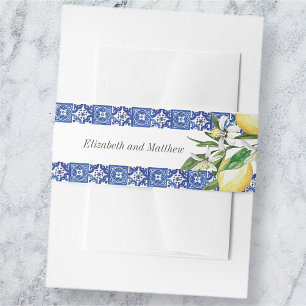 Cintas Para Invitaciones Boda mediterráneo azul de limón moderno