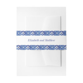 Cintas Para Invitaciones Boda mediterráneo blanco y azul moderno