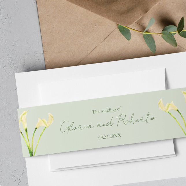 Cintas Para Invitaciones Boda mexicano Calla Lily y Green Romantic Boda (Subido por el creador)