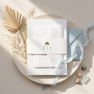 Cintas Para Invitaciones Boda Mínima Monograma Palma Árbol Bodas