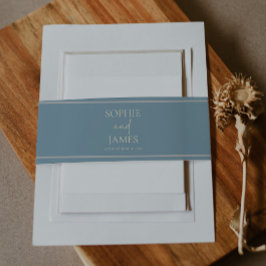 Cintas Para Invitaciones Boda Minimalista Azul Beige