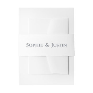 Cintas Para Invitaciones Boda Minimalista Blanco y Gris